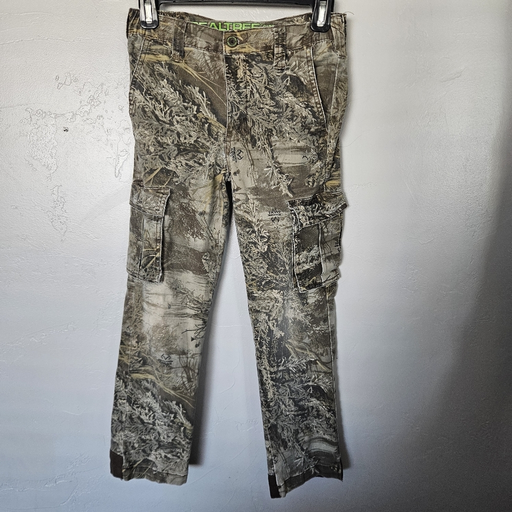 Realtree Boys Large 10/12 Camouflage Cargo Pants Camo Brown Green Tan Outdoor